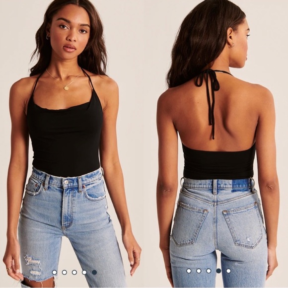Abercrombie & Fitch Tops - Abercrombie & Fitch Black Cowlneck Bodysuit NWT